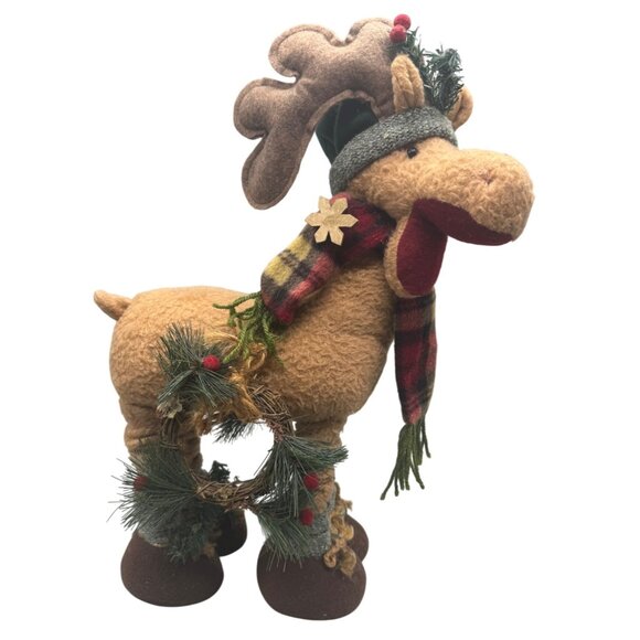 Christmas Standing Plush Moose Figurine With Holiday Decor 19" Tall READ - Picture 1 of 10